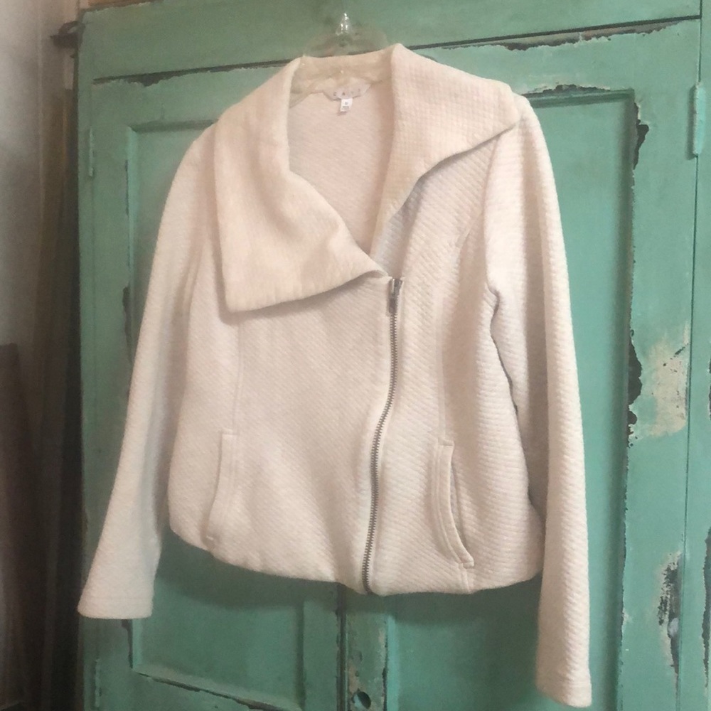 CAbi crop cream color zipper front Jacket